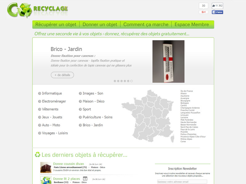 Co recyclage vous permet de donner ou récupérer des objets.